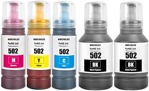 SHUOLEI T502 502 Ink Refill Bottles Compatible for EPS ET2760 ET-4760 ET2750 ET-3760 ET-2850 ET-15000 ST-4000 ST-2000 ET-3710 ET-3850