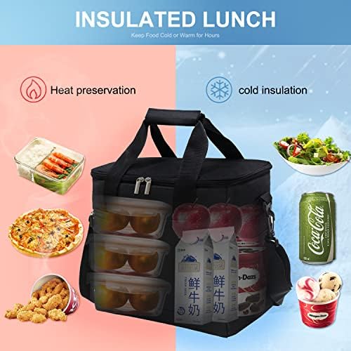 Velika torba za hladnjak od 24 limenke, sklopive izolirane vrećice za ručak s više džepova za odrasle, izolirana kutija za ručak za