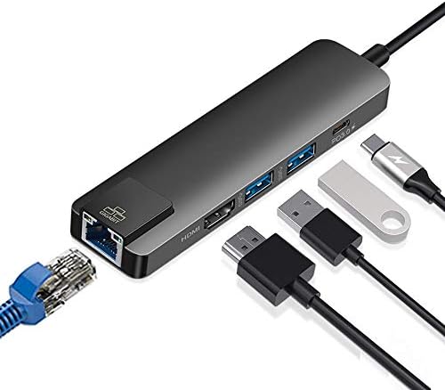 USB hub C, USB C to Ethernet, HDMI, USB-ac adapter u priključak za Ethernet 1000 Mb / s, 4K HDMI, 2 priključka za punjenje USB 3.0
