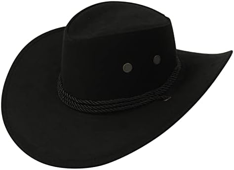 _ Kaubojski šešir od filca Američki zapadni šešir šešir za sunčanje širokog oboda za jahanje na otvorenom šešir s kravatom