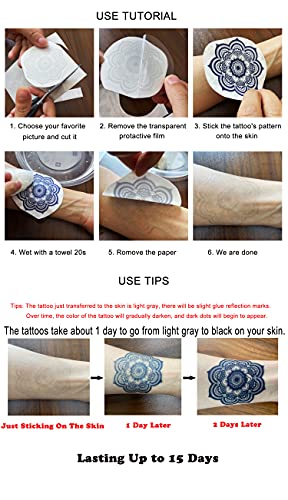 Kotbs 8 listova Polu stalne realistične zmajeve tetovaže, vrhunske privremene tetovaže naljepnice s tintom biljne tinte Infinity