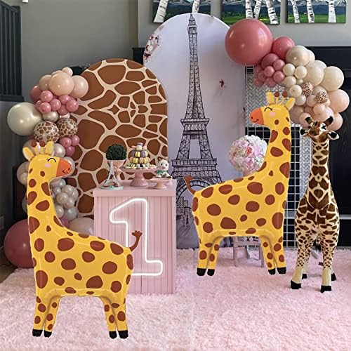 5 PCS Giraffe folija baloni od ukrasa za zabavu žirafa veliki baloni žirafa za rođendan, dječji tuš, safari džungle tematske tematske