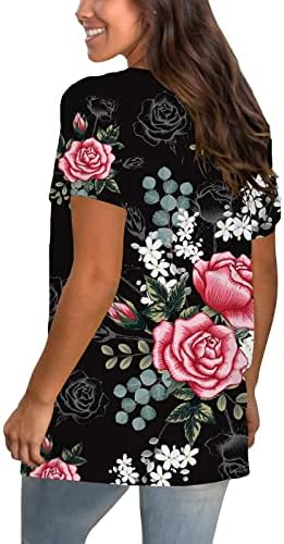 Odjeća trendi kratka rukava vneck pamučni grafički tisak cvjetna casual bluza za djevojčice Summer Fall thirt b7 b7