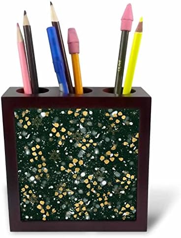 Sažetak božićne slike od 3 inča sa zlatnim točkicama i uzorkom snježnih pahuljica-Držači za olovke