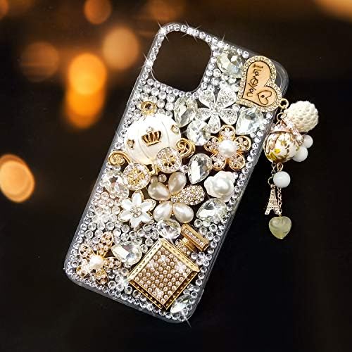 Guppy za iPhone 11 Pro Max Case Women Luxury 3D Bling Shiny Rhinestone Diamond Crystal Pearl Privjesak ručno izrađeni željezni toranj
