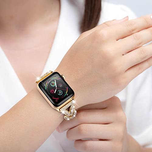 Dodajte bling u svoj sat s našim metalnim dijamantnim pojasom - kompatibilno s Apple Watch Series 8/7/6/5/4/3/2/2/1/SE/Ultra -sjajnom