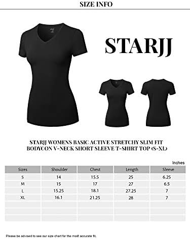Starjj Womens Basic Active Strethcy Slim Fit Bodycon V-Neck & Crewneck Majica kratkih rukava