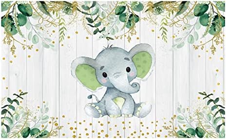 + Rustikalna pozadina sa slonom od bijelog drveta Dječji tuš pribor zeleno zelenilo ukrasi za rođendansku zabavu novorođene djece studio