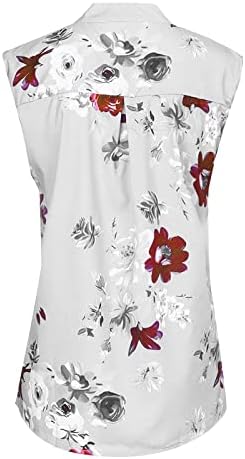 Vrhovi za žene 2023 plus size v vrat gumb Odjevene košulje casual cvjetni bez rukava/kratki rukavi labava ljetna bluza