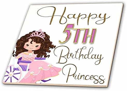 3-inčni sretan 5. rođendan princezi u invalidskim kolicima - pločica
