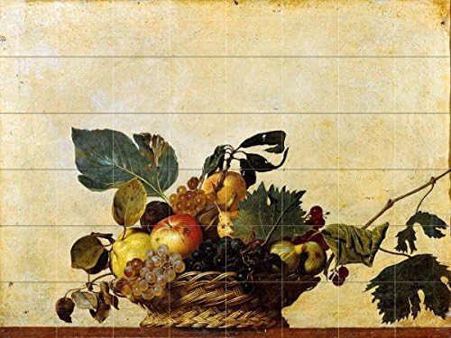 Michelangelo Merisi da Caravaggio canestra di frutta - umjetnička slika od 48 pločica, stražnja ploča za kuhinju, tuš i kadu