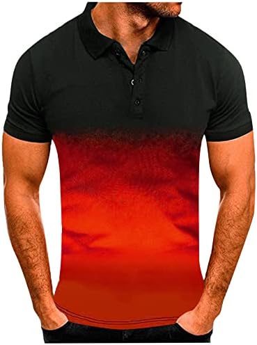 XXBR muške polo majice gradijentni golf vrhovi ljetni kratki rukavi Henley gumb, ovratnik sportski teniski mišić casual majica