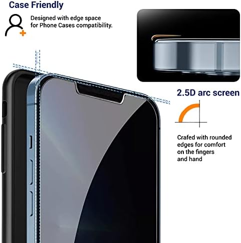 Zaštitna folija ESENCIAL 2 Pack Privacy Screen Protector za iPhone 14 | iPhone 13 | iPhone 13 Pro [6,1 inča] | Zaštitni sloj od kaljenog
