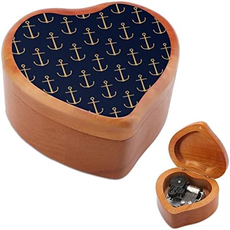 Nudquio Golden Sidre Oblik srca drvena glazbena kutija Vintage Clockwork Musical Box Birthday Dan Dan poklon