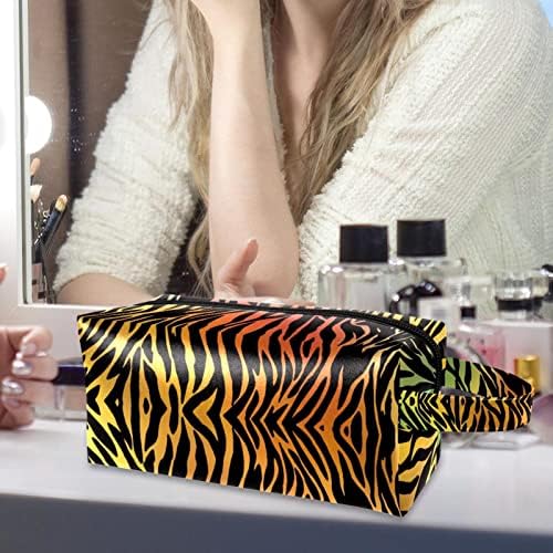 TBOUOBT Pokloni za muškarce žene šminke toaletne torbice Male kozmetičke torbe, dugina zebra uzorka