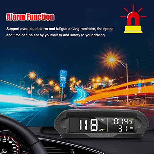 HUIOP zaslon za glavu, automobilski bežični HUD zaslon solarni GPS digitalni brzinometar s LCD zaslonom Overs brzina alarm KMH/MPH