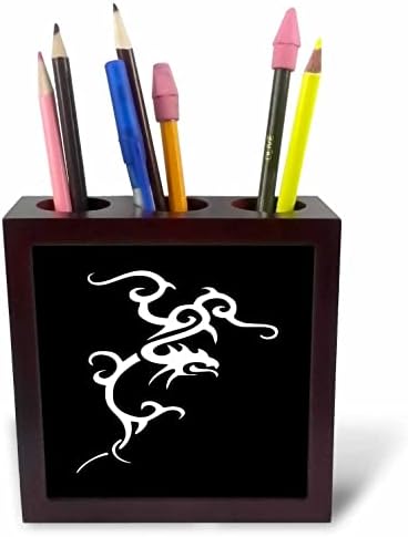 Minimalistički uzorak zmaja u japanskom plemenskom stilu od 3 inča u držačima za olovke od bijelih pločica