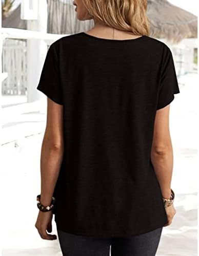 Pamučne košulje dugih rukava za žene ljetni Casual Top za žene plisirana Majica kratkih rukava U obliku slova U, Ženska kompresija