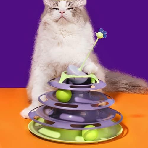 Daollar Cat Track Tower Cocktumbler- interaktivna mačja igračka s kretanjem kuglica- 3 razina mačje kuglice- Kitty Toys Roller za vježbu