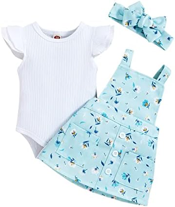Zero2seven novorođenčad za bebe djevojčice odjeća Odjeća za suspenziju Outfit Outfid Romper Tops + Cvjetna suknja + odjeća za traku
