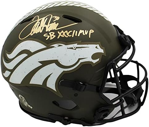 Terrell Davis potpisao je kacigu Denver Broncos Speed autentični pozdrav NFL Serviceu s natpisom mea - NFL kacige s autogramima