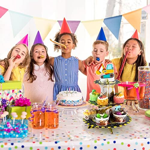 2 PCS konstrukcija rođendana za rođendan, stalak za desert za desert za konstrukcije, 3 -sloj mini štand za tortu, dječji rođendan