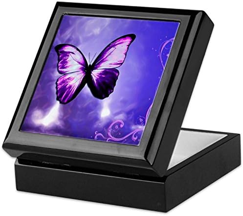Cafepress Purple Butterfly Kutija, gotova kutija za nakit od tvrdog drva, kutija s baršunom oblogom