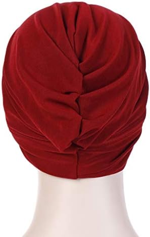 Turban kapa za žene jednobojne kape rastezljiva Indijska pokrivala za glavu volumetrijska turban kapa za kemoterapiju ženska elastična