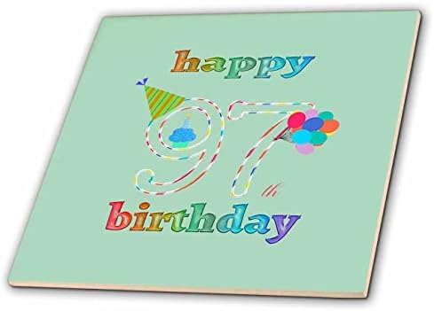 3-inčni sretan 97. rođendan cupcake sa svijećom baloni šešir šarene pločice