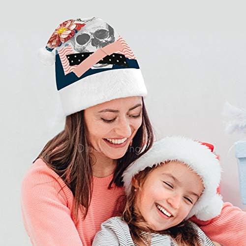 Božićni šešir Djeda Mraza, retro Božićni blagdanski šešir s cvijećem i lubanjom za odrasle, udobni Uniseks Božićni Šeširi za novogodišnju