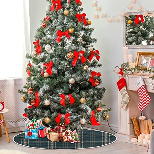 Oarencol Plaid tamnoplava smeđa bivola Provjerite suknju božićno drvce 36 inča ukrasi za odmor za odmor