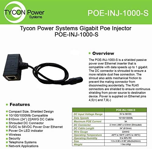 Tycon Systems, Inc Gigabit Poe Injektor-Poe-inj-1000-s
