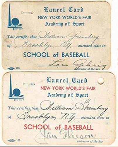 Lou Gehrig i Jim Gleason potpisali su razglednice-Njujorški svjetski sajam 1939. - potpisala supruga Lou Gehriga