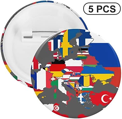 Karta zastava Europe i Sjeverne Afrike, brošin limene pločice za odijela za odijela, kostim, kravate, okrugla značka muškarci žene