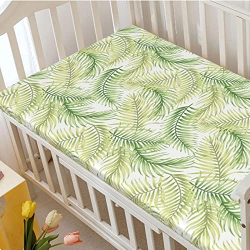 Palm Leaf tematske plahte za mini krevetiće, prijenosni mini krevetići s plahtama mekanih i prozračnih plahte-baby list za dječake