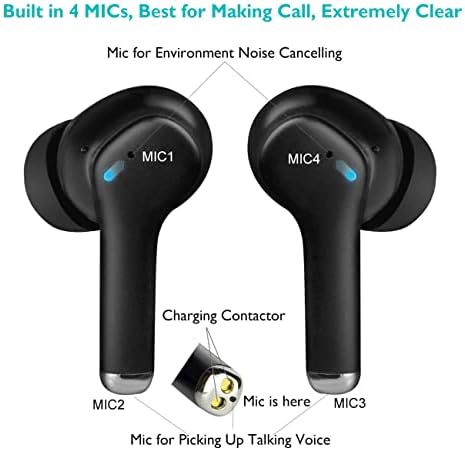 Holiper Bluetooth ušne uši s 4 mikrofona, bežične slušalice s uklanjanjem buke, u uhu Bluetooth slušalice, bežični ušne pupoljke IPX5