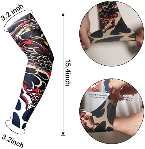 16pcs privremeni umjetnički rukavi za tetovaže za muškarce i žene, mekana elastična krema za sunčanje, lažni rukavi za tetovaže iznad