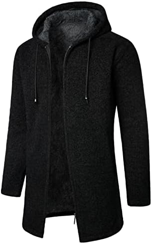 Beuu dugi džemper kardigan jakne za muške, jesenski zimski patentni zatvarač s kapuljačama s kapuljačom topli vitki fit casual tunik