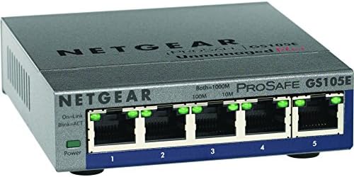 Netgear GS105E-200NAs ProsAfe Plus 5 Port Gigabit Switch
