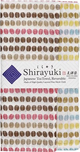 Shirayuki japanski ručnik za čaj, reverzibilni kyo-yuzen bojenje. Napravljena slojevita fina mrežasta krpa. Višenamjenska tkanina.