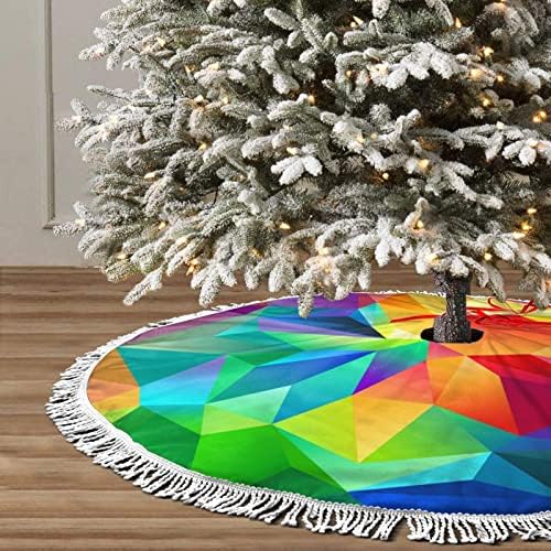 Rainbow geometrijska suknja božićnog drvca, božićna suknja od drveta s taborom za blagdanski vjenčani dekor 36