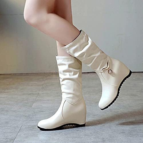 Čizme za žene bijele slatke dame crvene čizme Zapadne čizme kaubojske stilke šiljaste koljena koljena visoko navlaci na karticama čizme