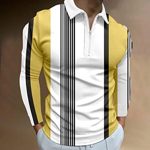 XXZY muški po-lo golf košulje muškarci casual jesenski prugasti sloj tiskana majica skrenite ovratnik super meka košulja