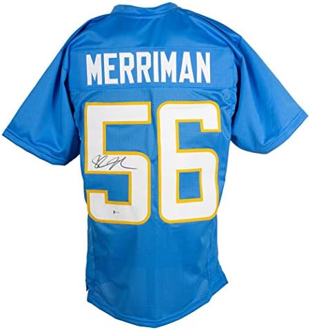 Shawne Merriman potpisao je prilagođeni nogometni dres Blue Pro Style Bas Itp