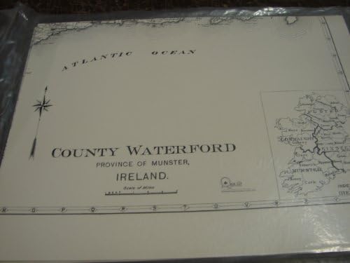 1901 Vintage Irska karta okruga Waterford