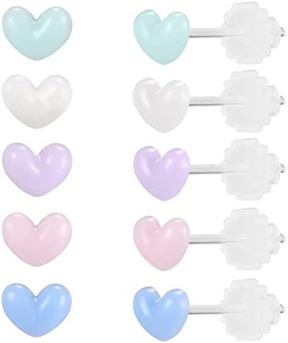 Šareni set naušnica s klinovima plastične naušnice slatke prozirne naušnice 9 hipoalergene naušnice za djevojčice Žene s više paketa