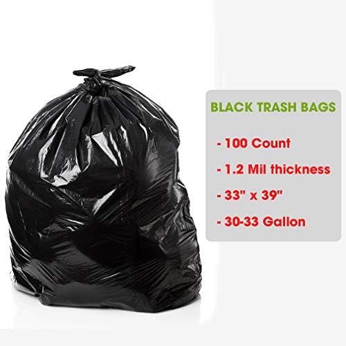 Dualplex crne vreće za smeće 30 galona, ​​100 brojanja, crna torba za smeće 33 galona, ​​teška dužnost 33 ”x 39”
