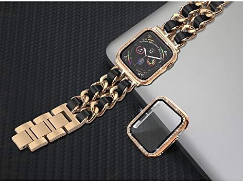 Mosonio Apple Watch Band kompatibilan s Iwatch serijom 3/2/1, IWatch Band s 2 pakiranja 38 mm bling futrole za žene - metalni lanac