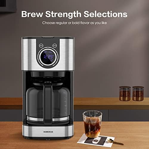 Homokus 10 šalica aparat za kavu -Programirani aparat za kavu s kavom -Stroj za kavu bez čelika s timerom, kontrola čvrstoće piva,