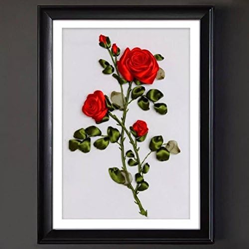 Komplet za vezenje vrpce za početni cvjetni dizajn DIY kućni zid dekor zauvijek ljubav-crvene ruže